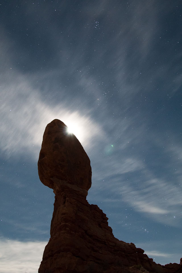 Balanced Rock with the moon